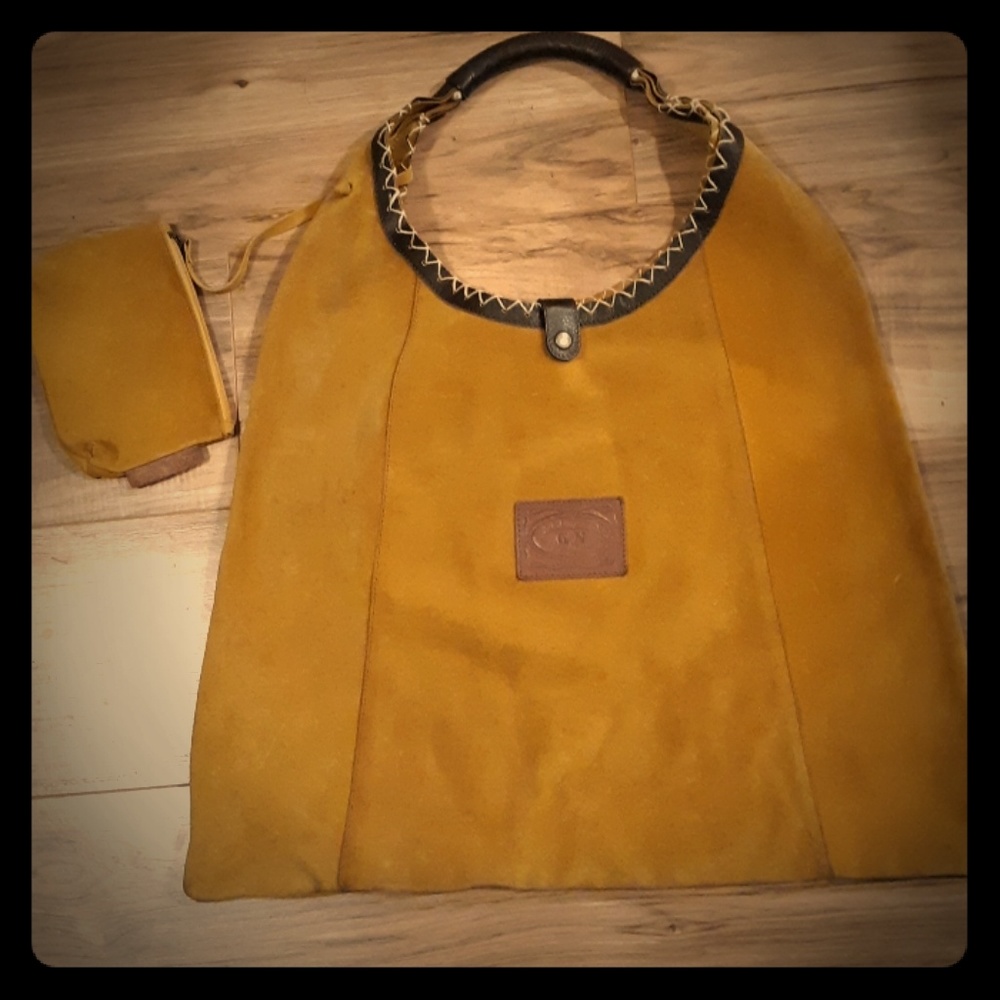 Oversized Gianni Notaro Suede Leather Boho Bag. Made in Italy.